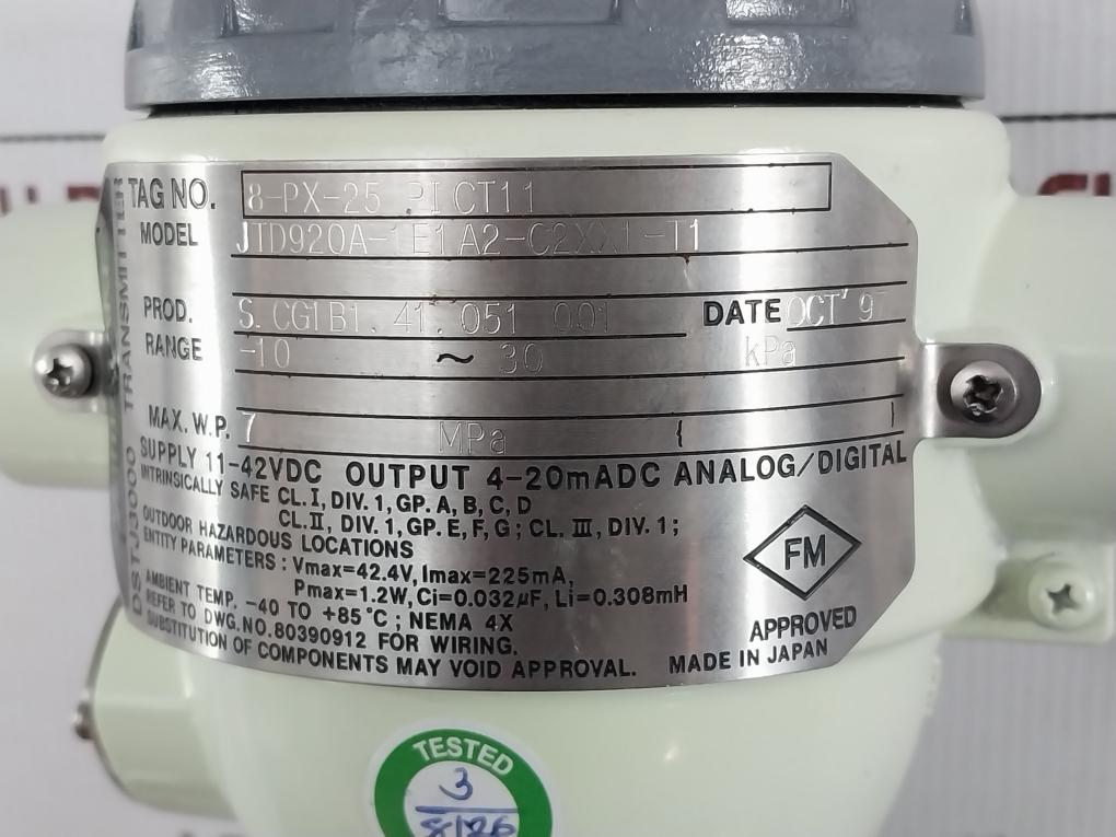 Pressure-Transmitter-JTD920A-1E1A2-C2XX1-T1-Yamatake-11-42Vdc-10-30-Kpa-210629-12