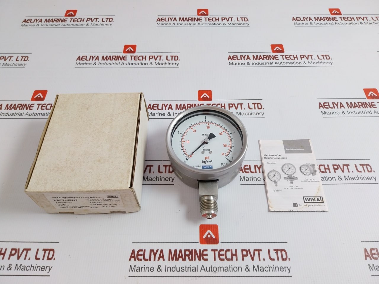 Pressure Gauge 0/4 Kg/Cm2 & Psi 230.20.100 Wika – Aeliya Marine Tech