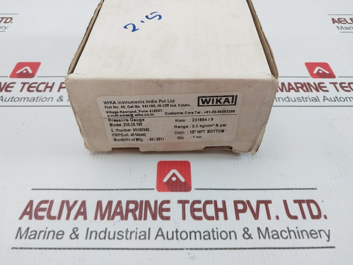 Pressure Gauge 2.5 Kg/Cm2 & Psi Wika 230.20.100