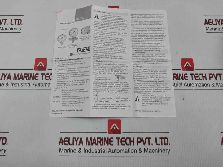 Pressure Gauge 230.20.160 Wika 0-100Psi
