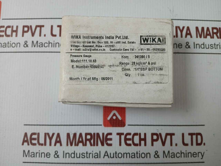 Pressure Gauge 28 Kg/Cm2 & 400 Psi 111.10.63 Wika