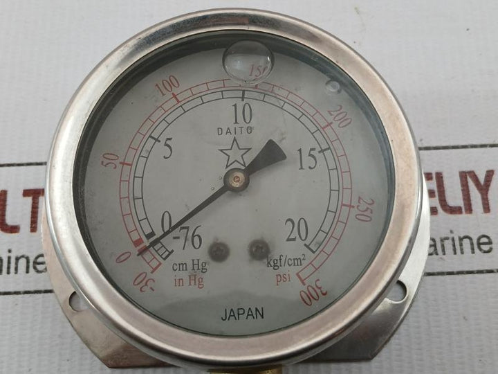 Pressure Gauge Bt Daito In Hg -30 To 300 Psi Cm Hg -76 To 20 Kgf/Cm2