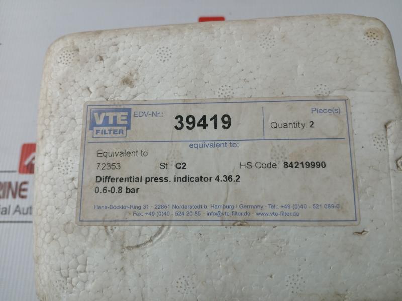 Pressure Indicator 4.36.2 Vte-filter 39419
