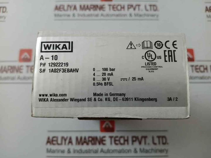 Pressure Sensor Transmitter Model 12922219 Wika A-10