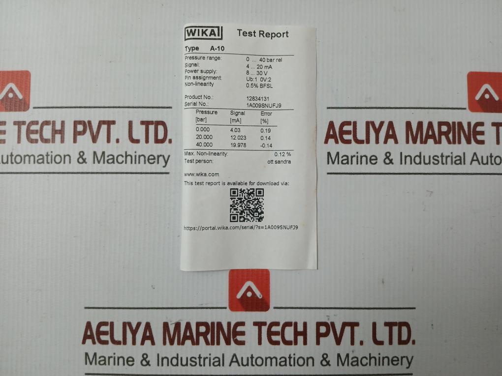 Pressure Sensor Transmitter Power Supply 12834131 Wika 8-30 V 25 Ma