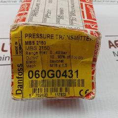 Pressure Transmitter 0-40 Bar Danfoss Mbs 2150