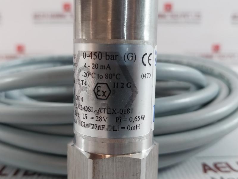 Pressure Transmitter 0-450 Bar 4-20 Ma 28V Scan-sense Ps-2120
