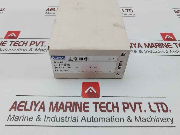 Pressure Transmitter 0..16 Bar 4..20 Ma 9013555 S-10 Wika Dc 10–30 V
