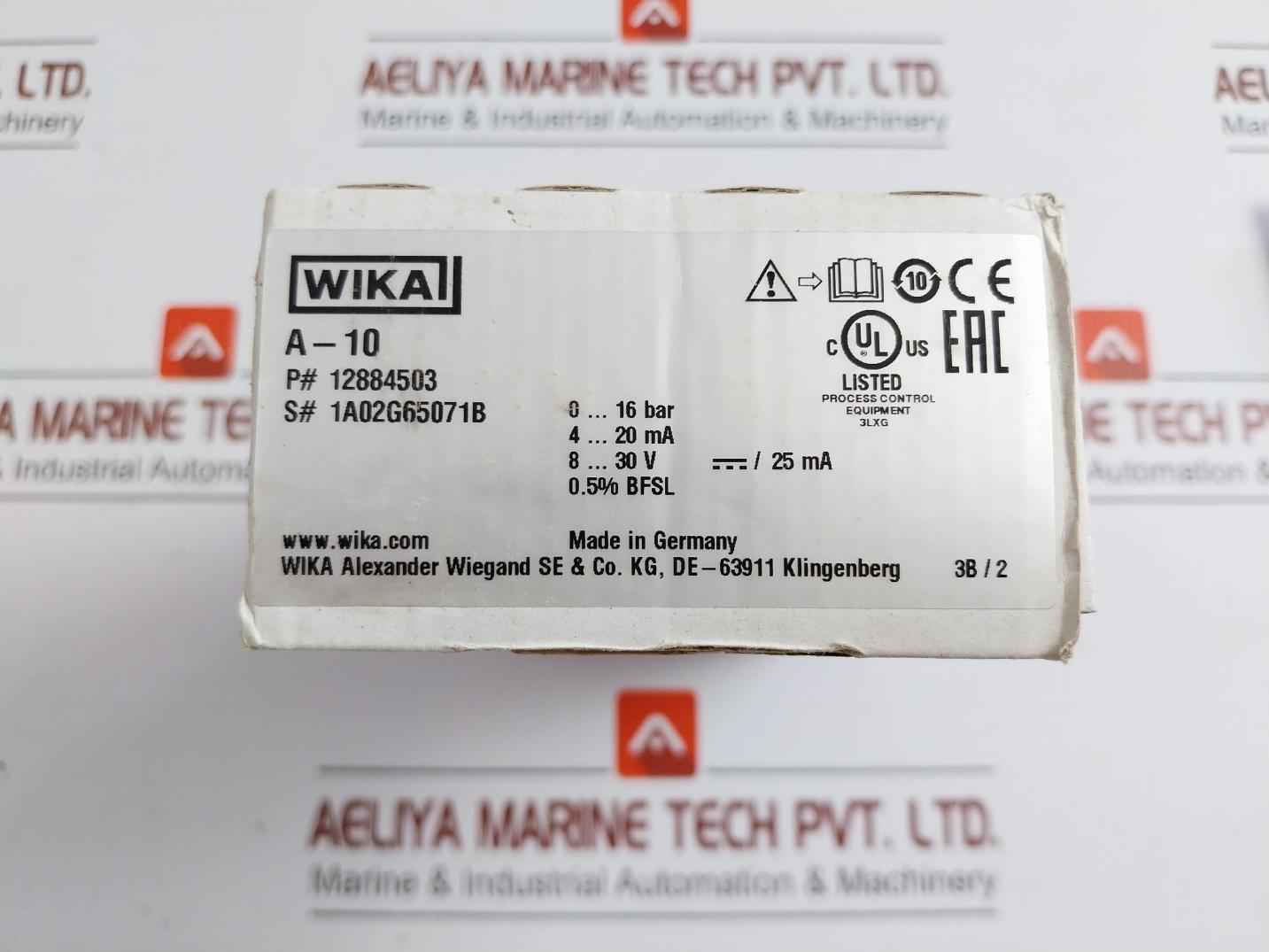 Pressure Transmitter 0..16 Bar 8…30 V Dc / 25 Ma Wika 12884503 A-10
