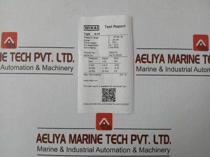 Pressure Transmitter 12834131 A-10 Wika 8..30 V ---/25 Ma