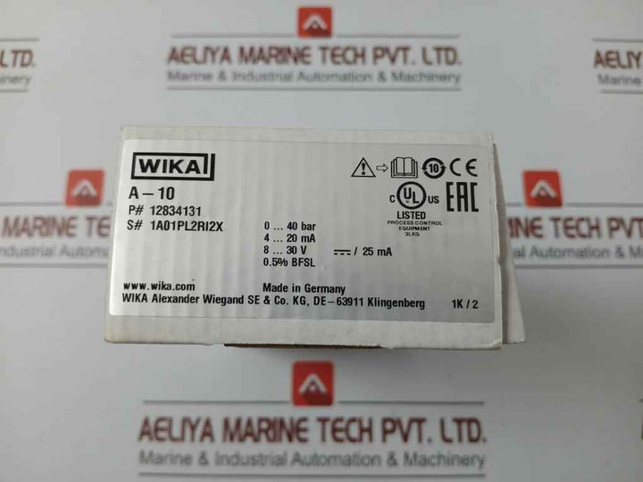 Pressure Transmitter 12834131 A-10 Wika 8..30 V ---/25 Ma