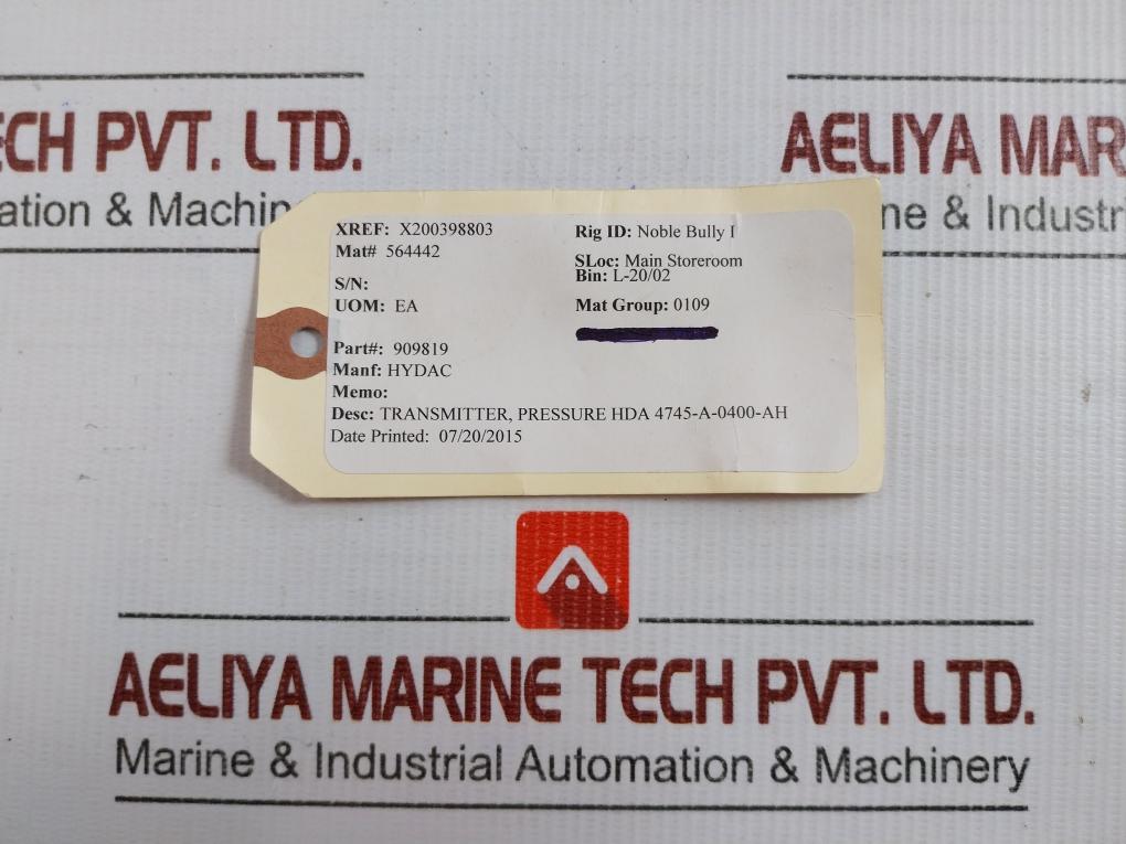 Pressure Transmitter 400 Bar 4..20 Ma Ip67 Hydac Hda 4745-a-0400-ah1-000