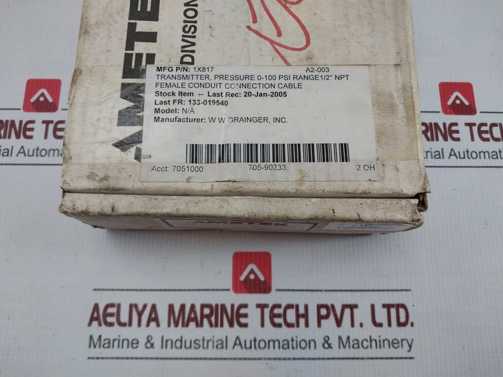 Pressure Transmitter 831Tg0100Bls Ametek 0-100 Psi 4-20Ma