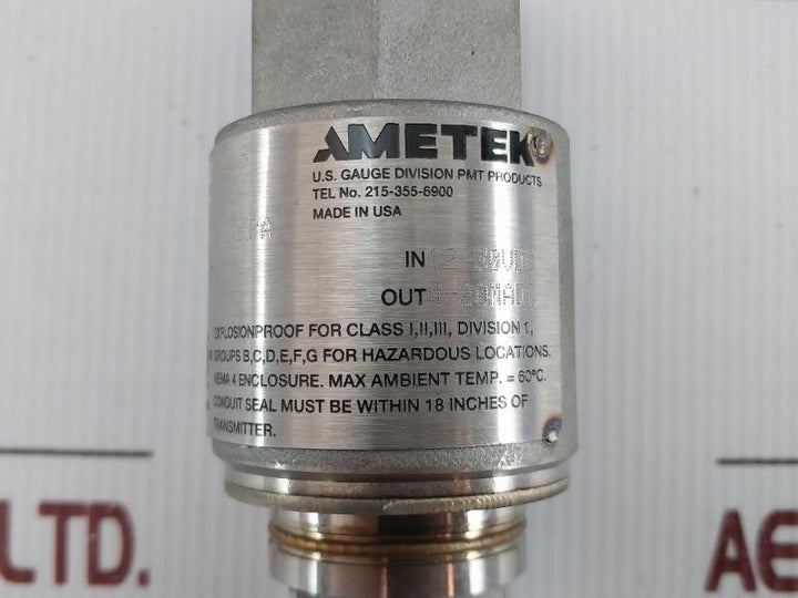 Pressure Transmitter 831Tg0100Bls Ametek 0-100 Psi 4-20Ma