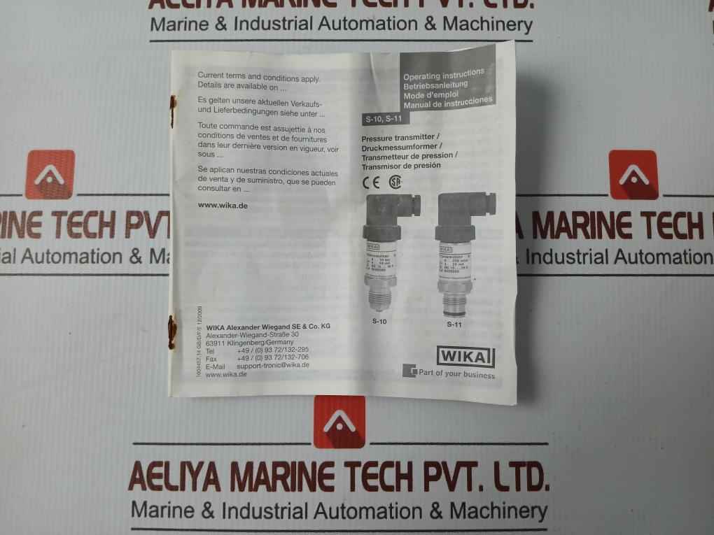 Pressure Transmitter 9013520, 0..4 Bar Dc 10..30 V Wika