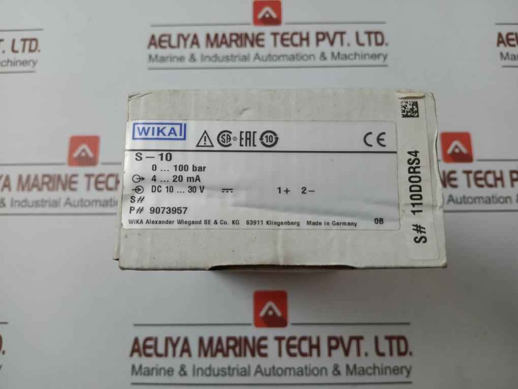 Pressure Transmitter 9073957 Wika 0..100 Bar 4..20 Ma, S-10