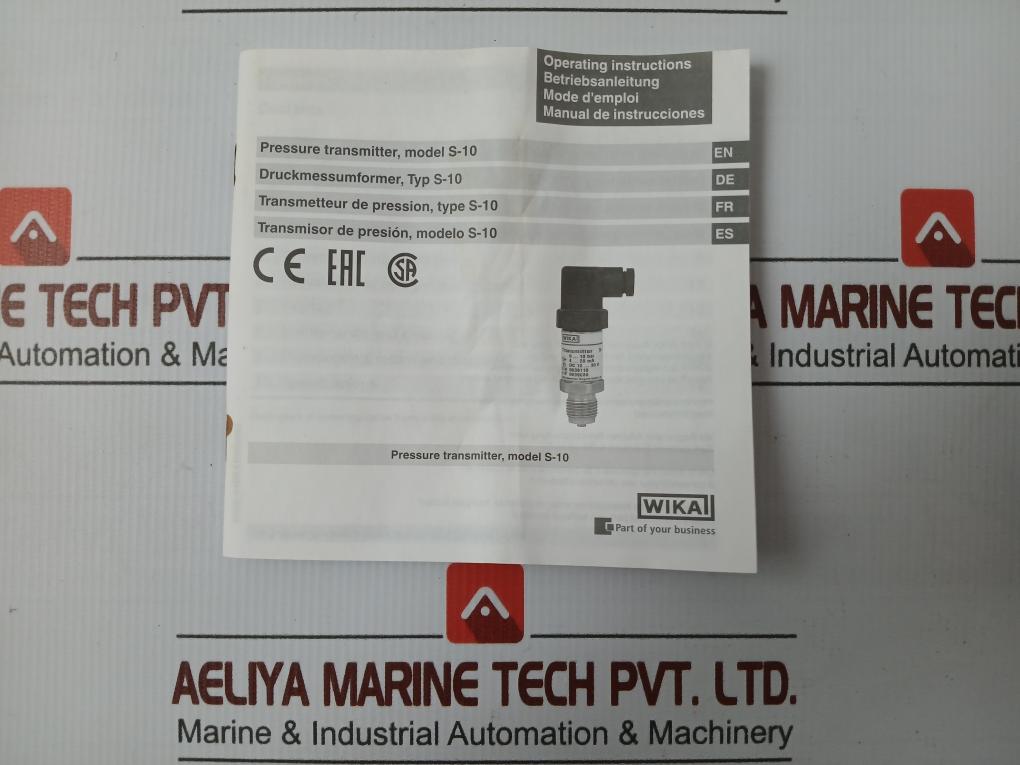 Pressure Transmitter 9073957 Wika 0..100 Bar 4..20 Ma, S-10