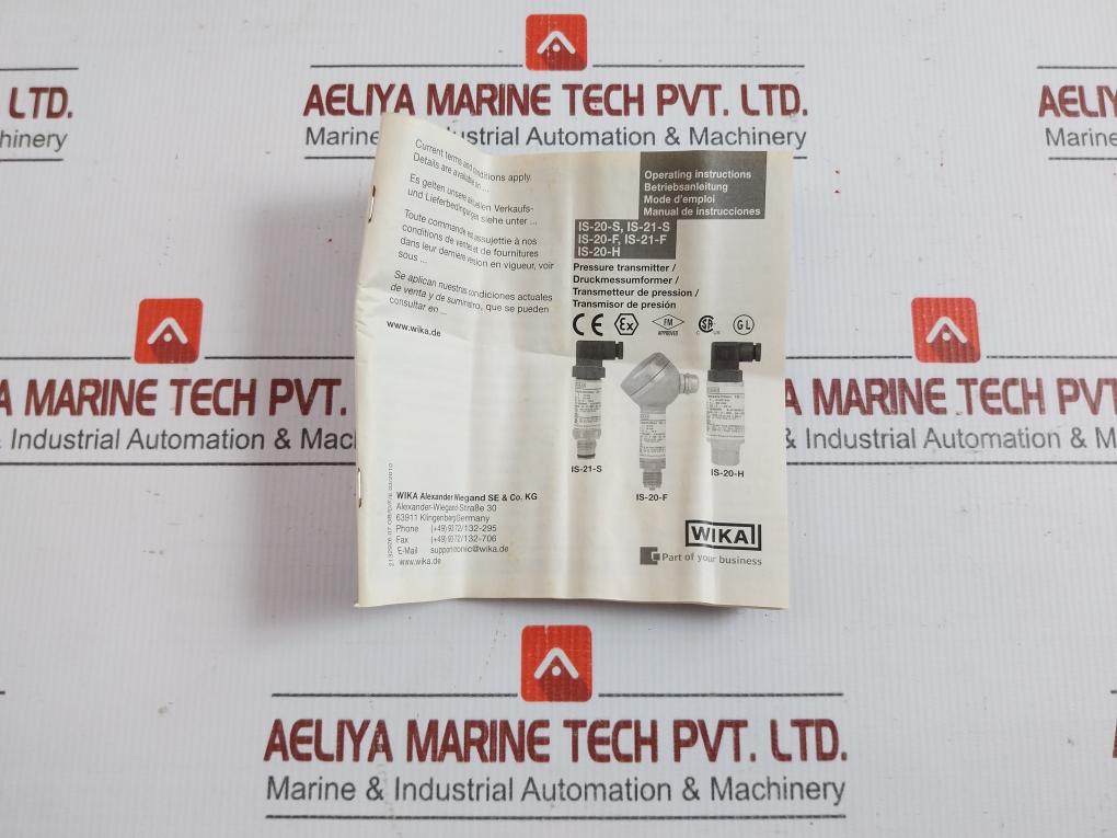 Pressure Transmitter Is-20-s Wika 4..20 Ma 52345556 0..250 Bar