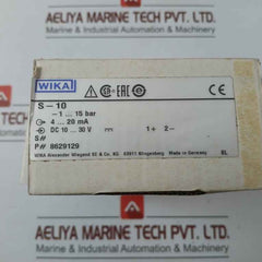 Pressure Transmitter S-10 Wika -1..15 Bar 8629129 Dc10...30V