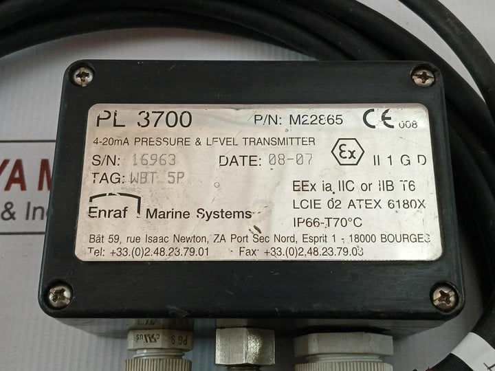 Pressure & Level Transmitter 5M Cable Enraf Marine Systems M22865 Pl 3700
