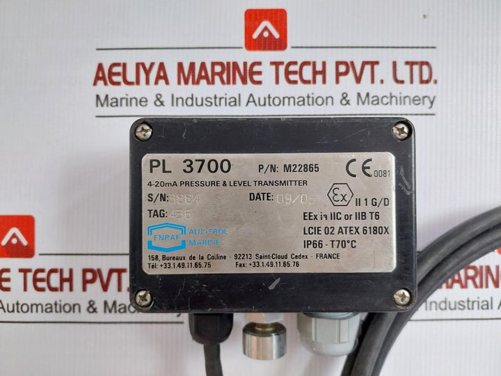 Pressure & Level Transmitter Pl 3700 Auxitrol 4-20Ma 3 Meter 0-175 Mbar