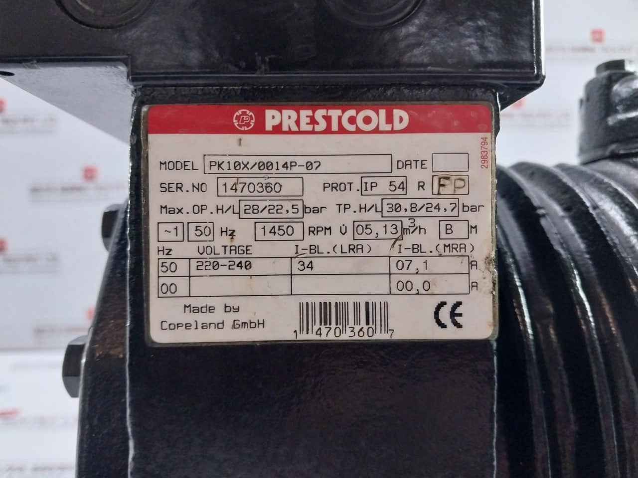 Prestcold Pk10X/0014P-07 Hermetic Compressor 220-240V 50Hz