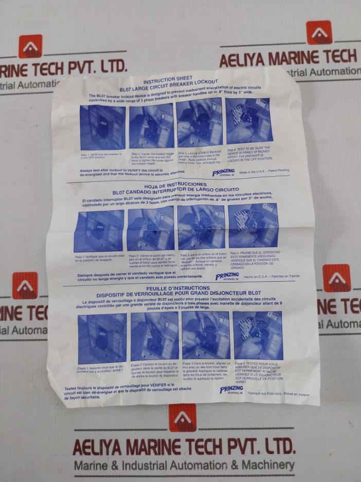 Prinzing Bl07 Large Circuit Breaker Lockout Device.