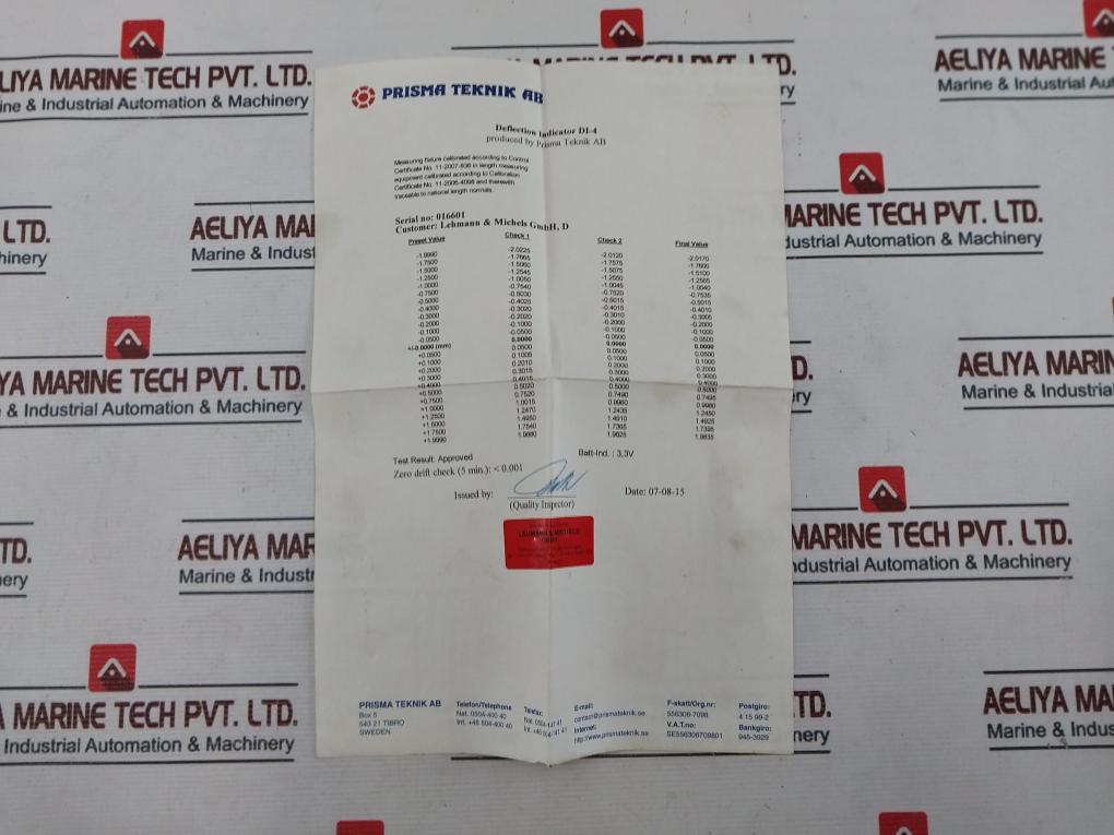 Prisma Teknik Di-4 Deflection Indicator Kit 730 4624-5