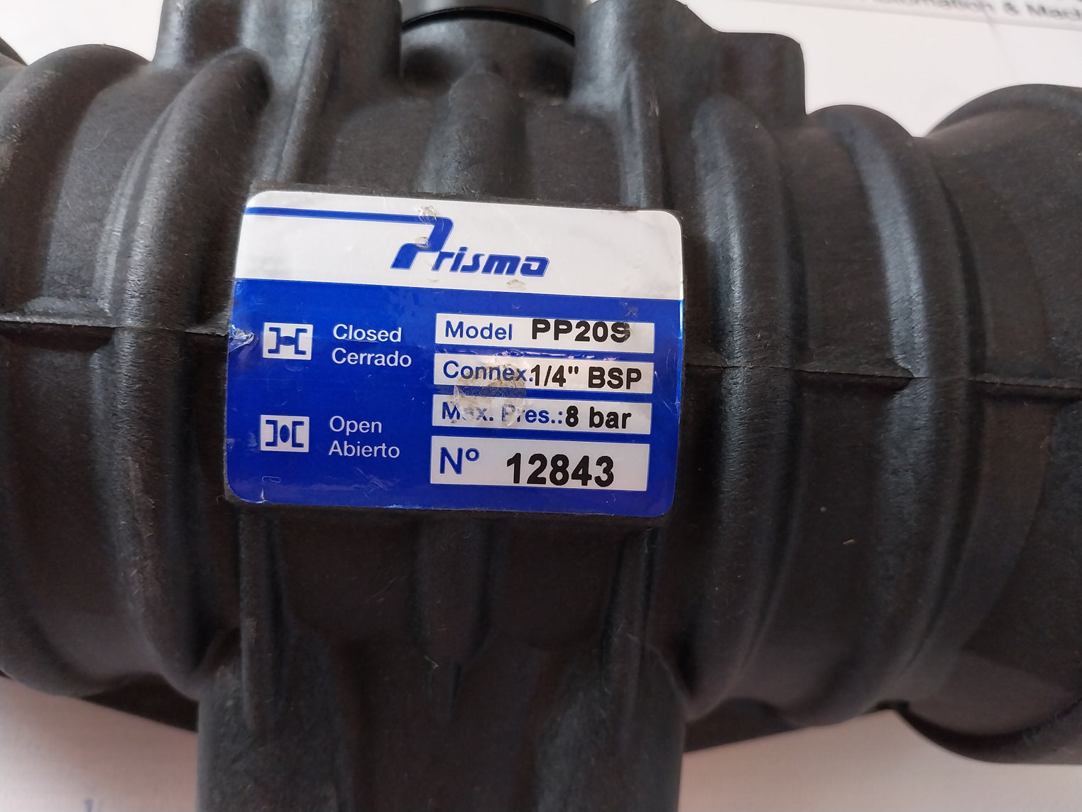 Prisma Pp20S Single Acting Pneumatic Spring Return Actuator 1/4Inch Bsp Max 8Bar