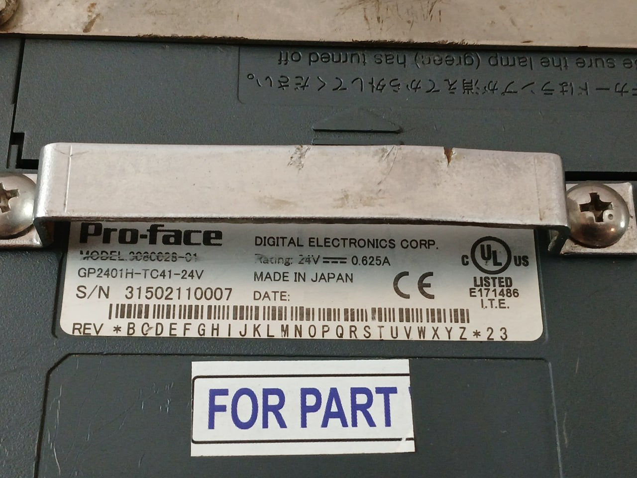 Pro-face 3080028-01 Operator Panel E171486 24V-0.625A Gp2401H-tc41-24V 0.625A