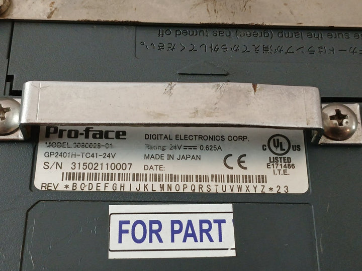 Pro-face 3080028-01 Operator Panel E171486 24V-0.625A Gp2401H-tc41-24V 0.625A