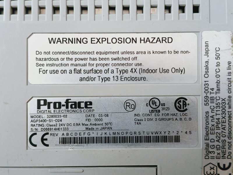 Pro-face 3280035-02 Hmi Touch Screen Operator Panel 24Vdc Class-2