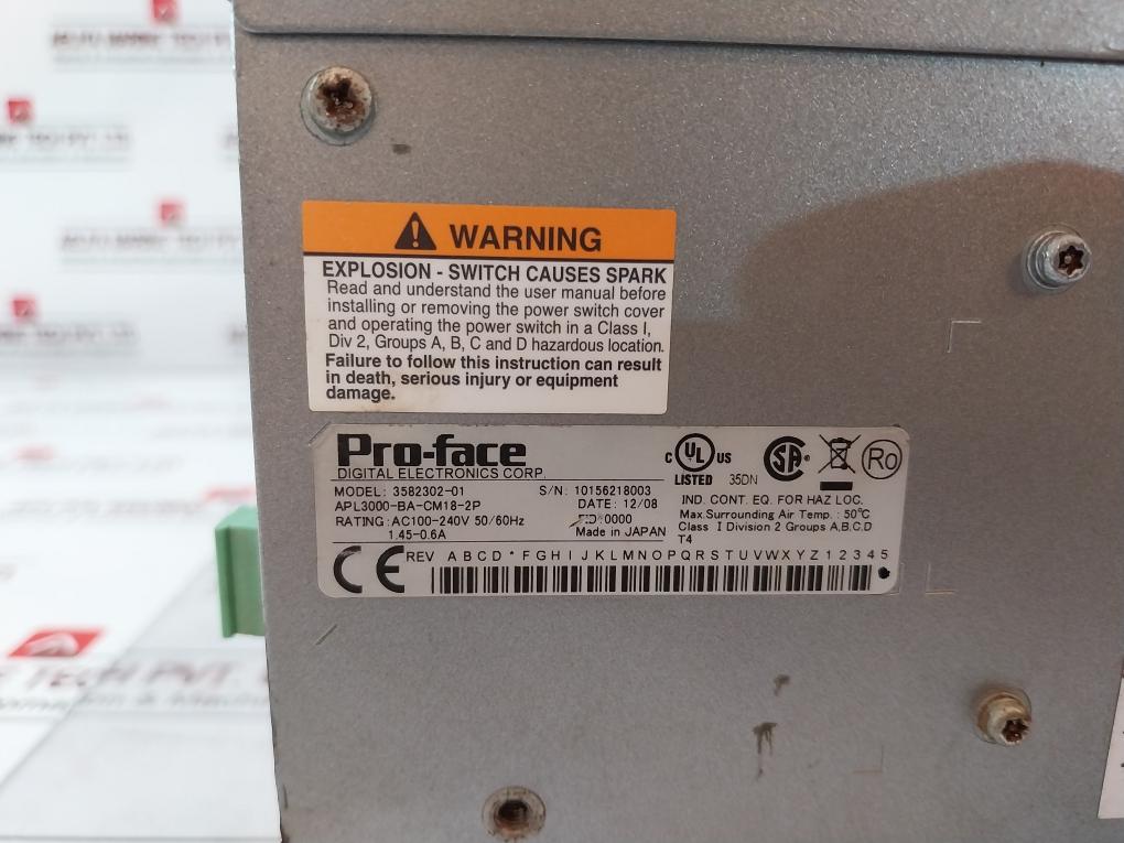 Pro-face 3582302-01 Industrial Pc Ac100-240V 50/60Hz Apl3000-ba-cm18-2P