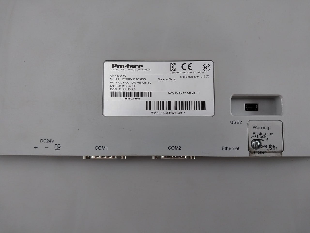 Pro-face Gp-4502Ww Touch Screen Panel Pfxgp4502Wadw 24Vdc 10W 50°C