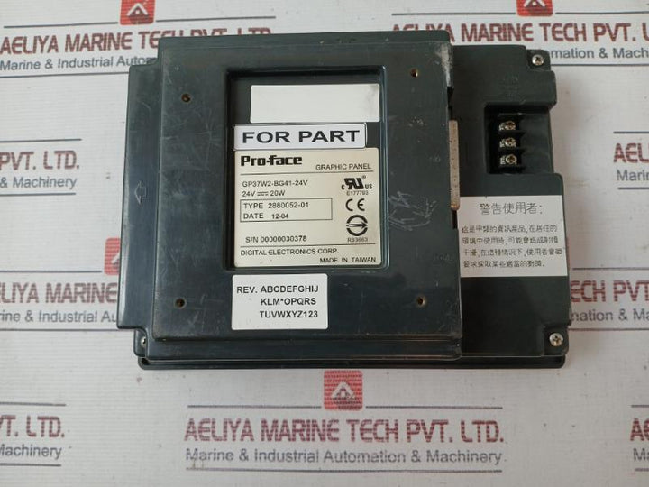 Pro-face Gp37W2-bg41-24V Graphic Panel 2880052-01 E177793