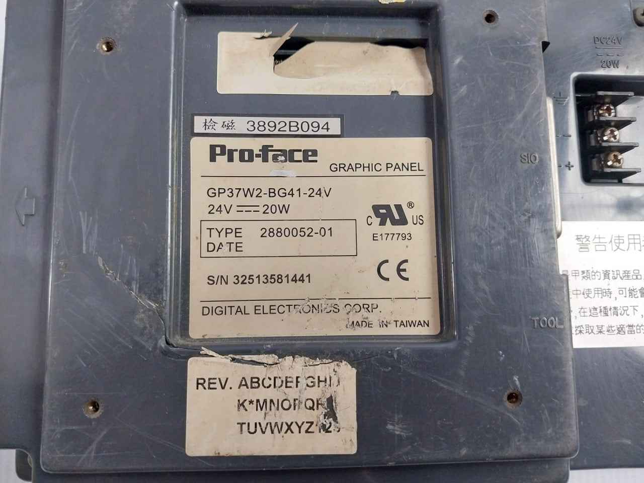 Pro-face Gp37W2-bg41-24V Hmi-human Machine Interface Touch Panel (Not Working)