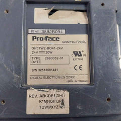 Pro-face Gp37W2-bg41-24V Hmi-human Machine Interface Touch Panel (Not Working)