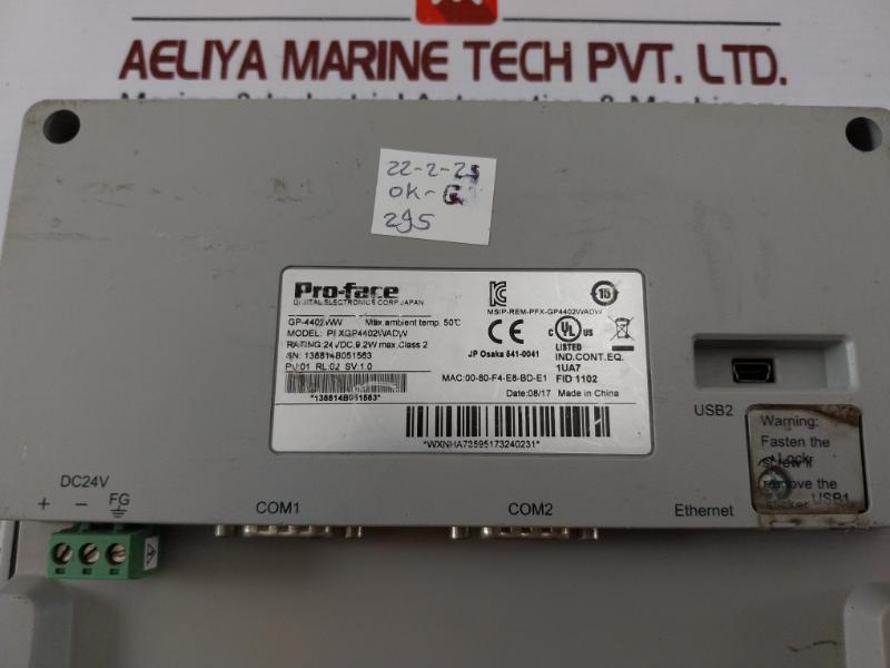 Pro-face Pfxgp4402Wadw Touch Panel Gp-4402Ww 24Vdc 9.2W