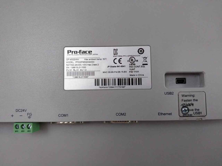 Pro-face Pfxgp4502Wadw Touch Screen Panel Gp-4502Ww 24Vdc 10W 50˚C