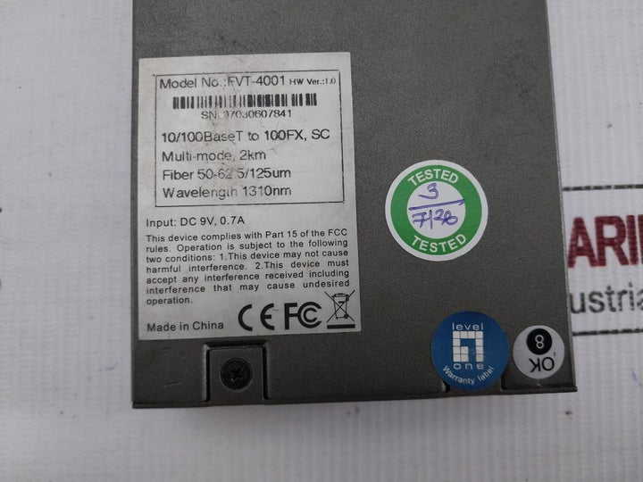 Procon Media Converter Fvt-4001 Levelone Input-dc 9V, 0.7A