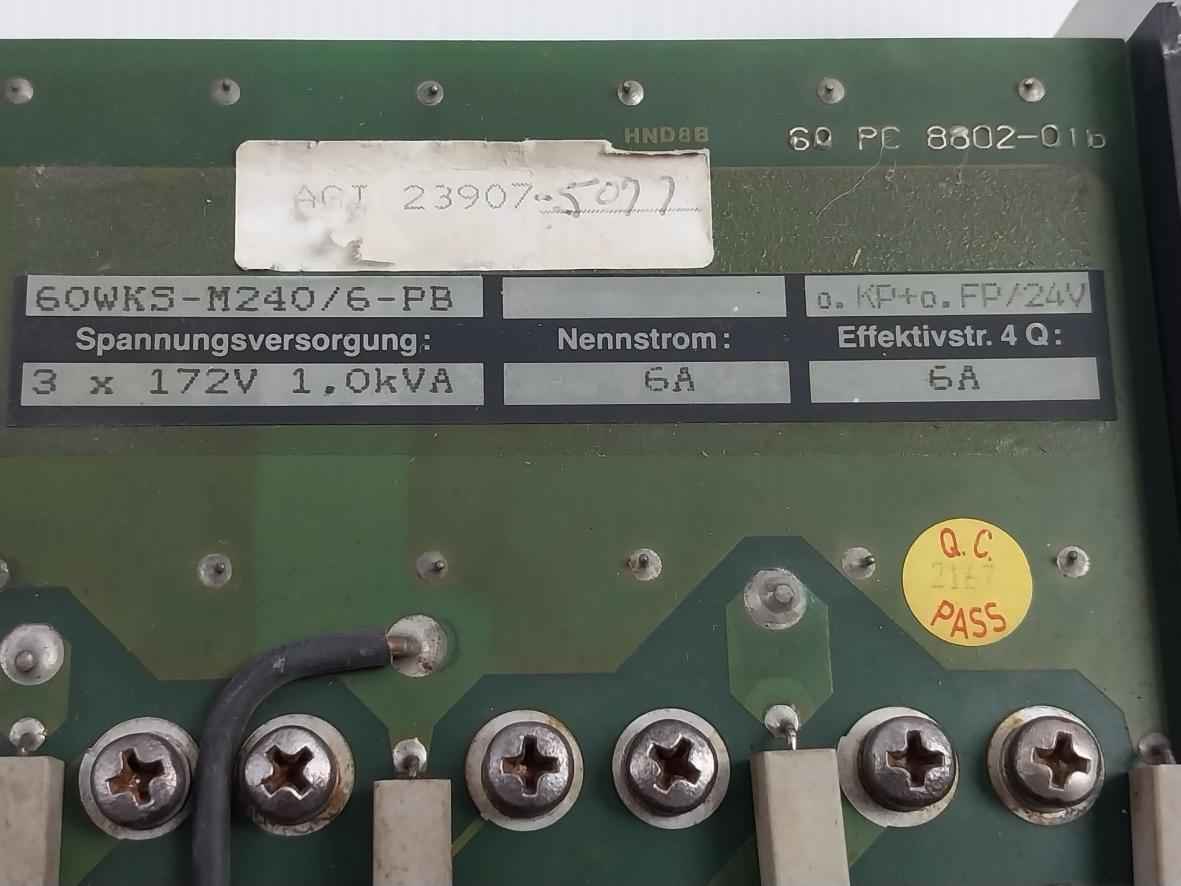 Procon Pas 60Wks-m240/6-pb Pcb Module For Analog Servo Amplifier 3X172V 1.0Kva