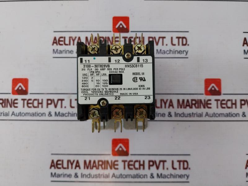 Products Unlimited 3100-30t828vb Contactor 600vac 50/60hz
