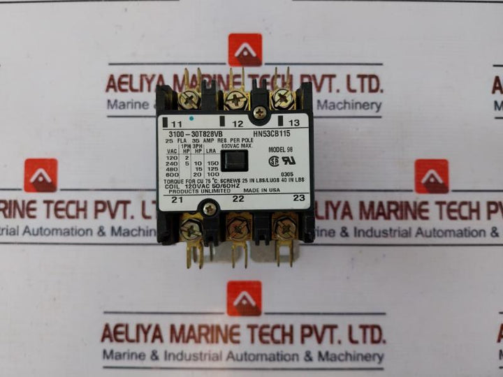 Products Unlimited 3100-30t828vb Contactor 600vac 50/60hz