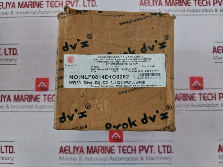 Prok Dv’s El01 Earth Leakage Relay 415vac Aux 85-275vac/dc 50-60hz