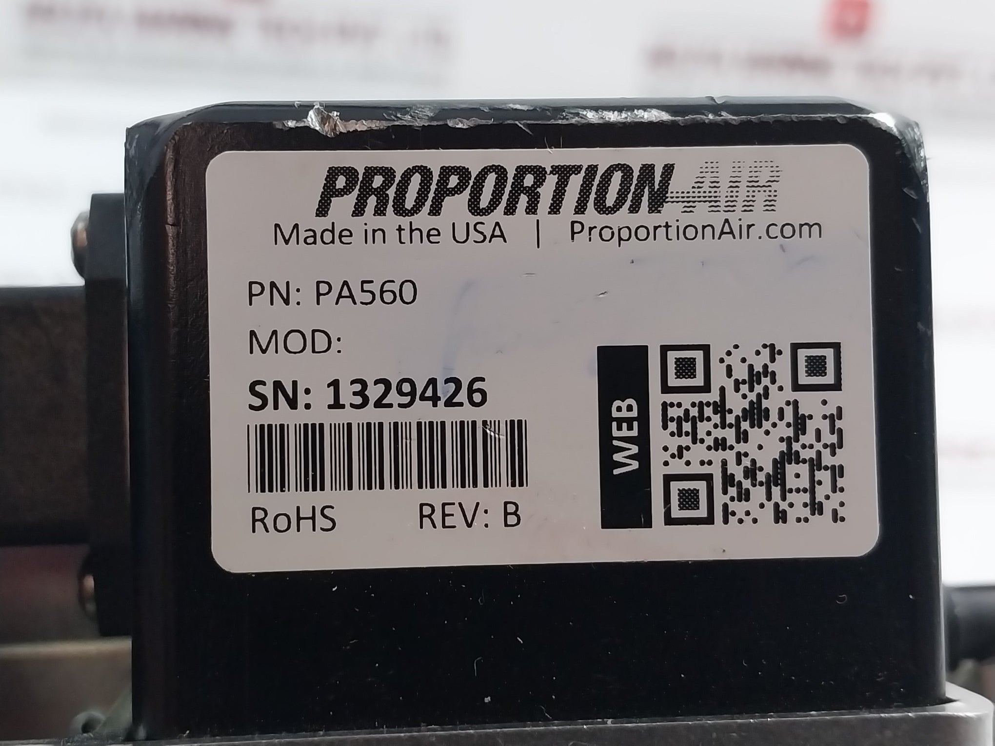 Proportion-air Pa560 Control Valve Rev: B