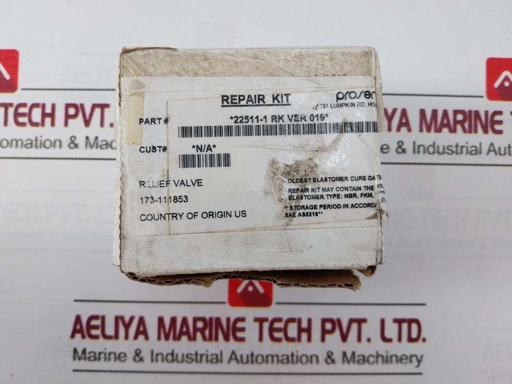 Proserv 18100-003B Relief Valve Repair Kit 22511-1 Rk Rev: T 500-1250 Psi