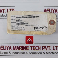 Proserv 22511-1 Relief Valve Ver 019 1250 Psi