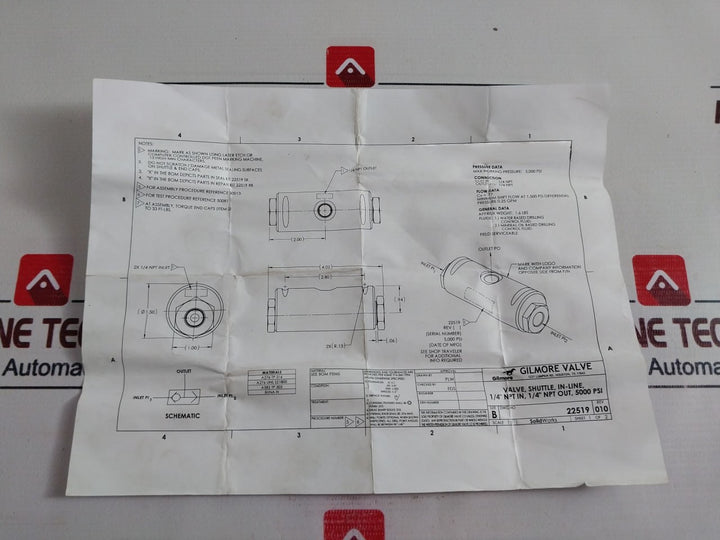 Proserv 22519 Rk 1/4” Npt Shuttle Gilmore Valve Repair Kit 5000 Psi