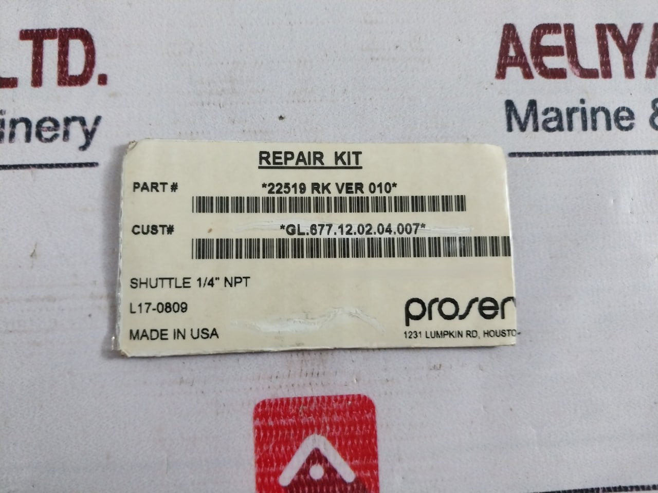 Proserv 22519 Rk 1/4” Npt Shuttle Gilmore Valve Repair Kit 5000 Psi