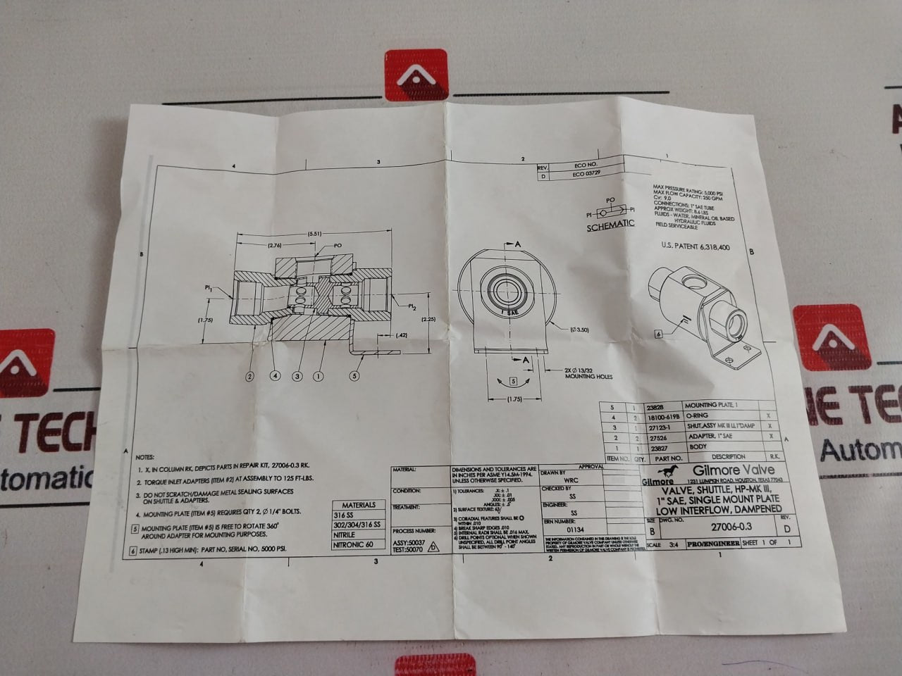 Proserv 27006-0.3 Rk Gilmore Valve Repair Kit 18100-619B